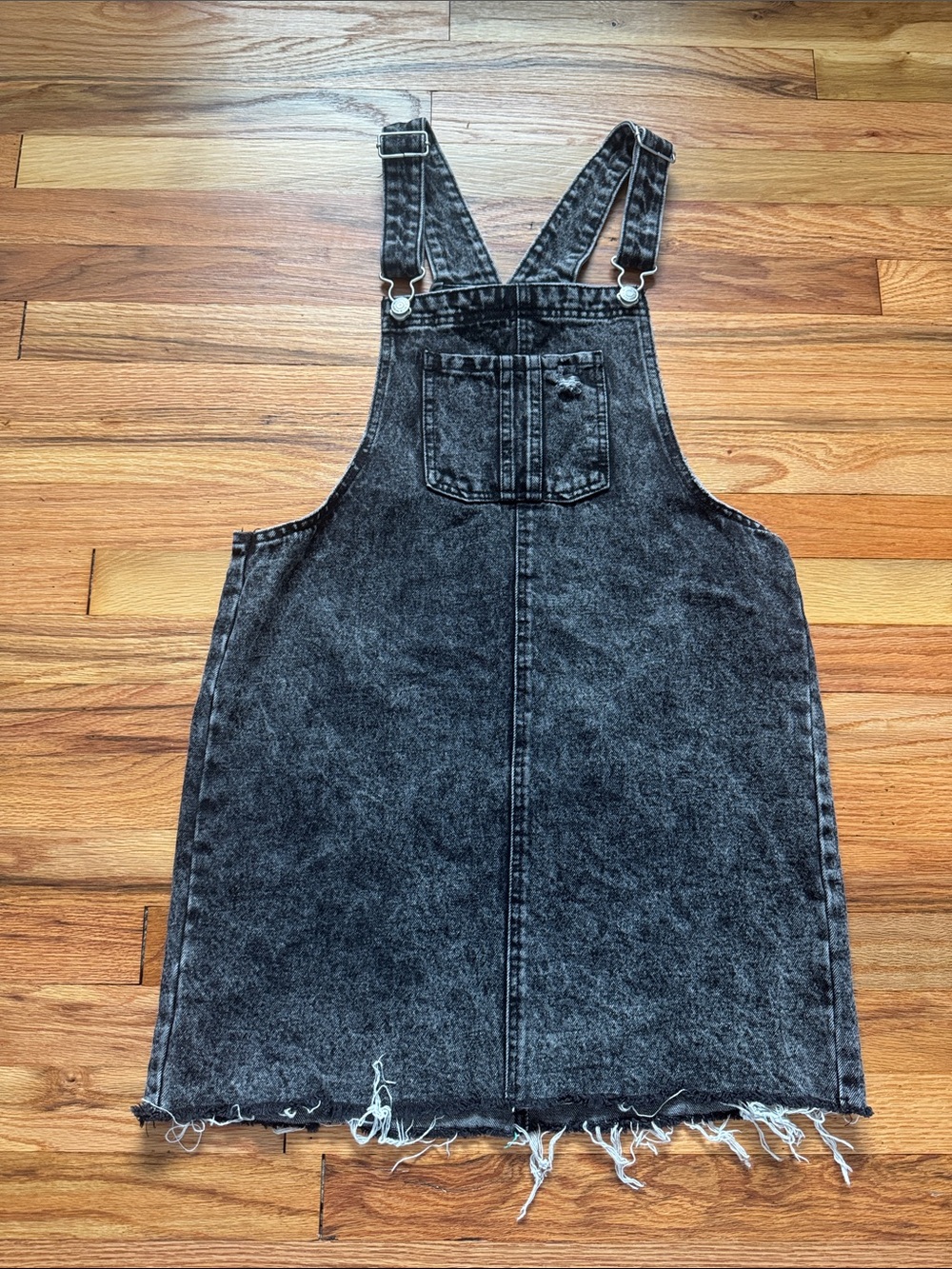 Wild Fable Distressed Washed Black Overall Denim Jumper Dress Size Medium